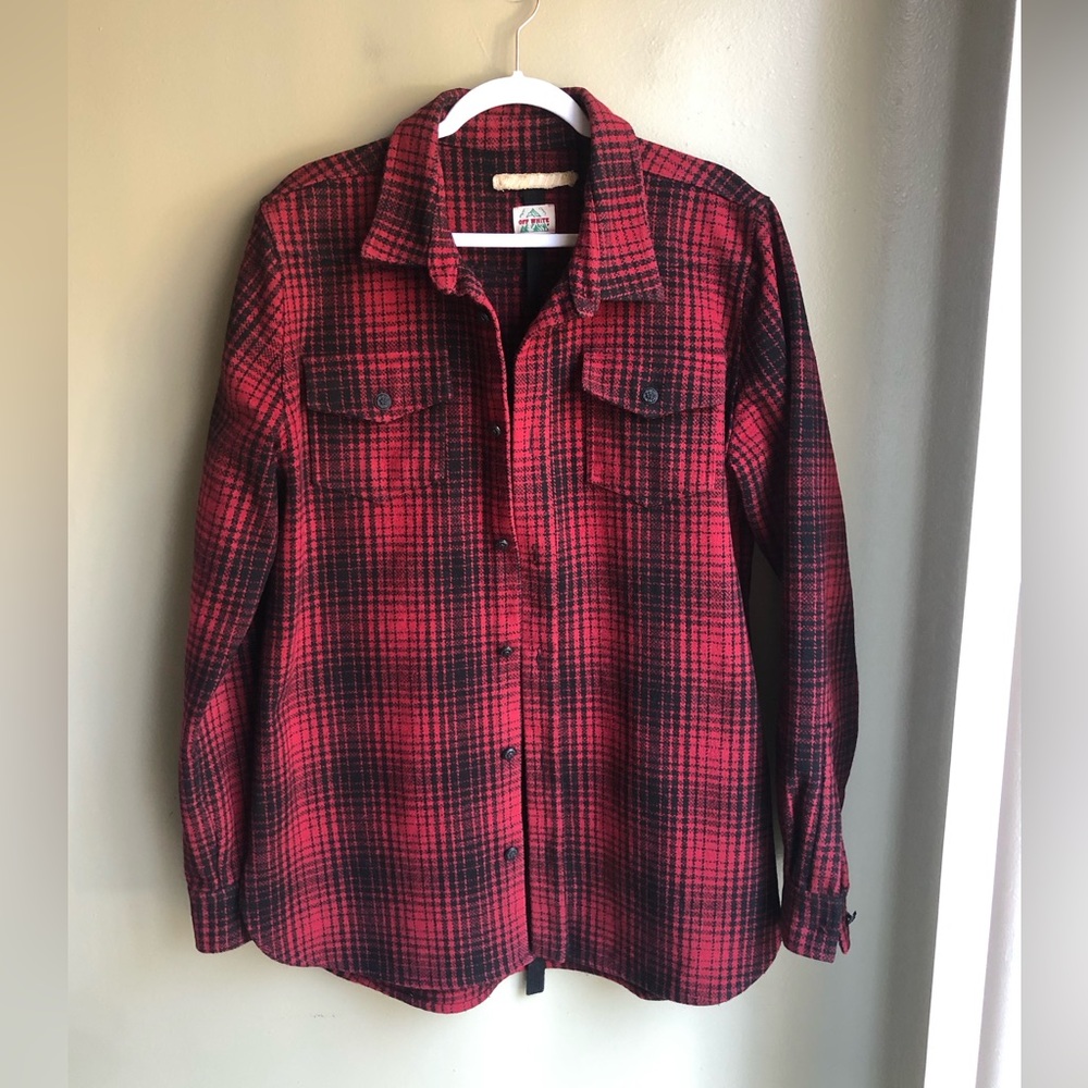 Off-White Heavy Wool Flannel Shirt Jacket Size: M